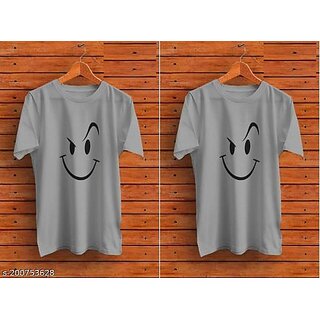 Viaan Trending Grey Printed T-shirt For Men (Pack of 2)