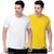 Poly Blend White Short Sleeves Solid Tshirts (Pack of 2)