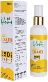 Globus Naturals Sunscreen Lotion, Daily Sun Protect for Face & Body, SPF 50+++ Broad Spectrum UVA & UVB Protection, For Both Men & Women, Sun Block for All Skin Types, 100 gm