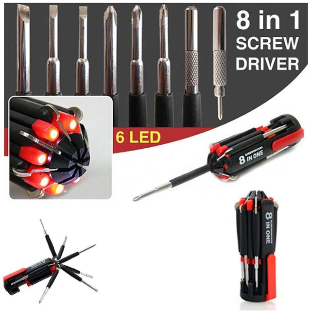 Buy Kudos 8 In 1 Multi Screwdriver LED Torch Portable Screw Driver Tool ...