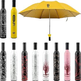 SWOPPLY Stylish Bottle Umbrella Windproof Double Layer for UV Protection  Rain Foldable Capsule shape Case Cover Fancy Magic Umbrella Blossoms 3 Fold Umbrella for Girls,Women,Boys
