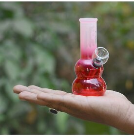 Red 13 cm Glass Bong - Pack of 1 - 48
