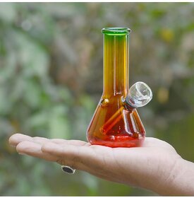 Multicolour 13 cm Glass Bong - Pack of 1 - 49