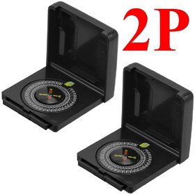 2 Piece Military Hiking Camping Lens Magnetic Compass - 35