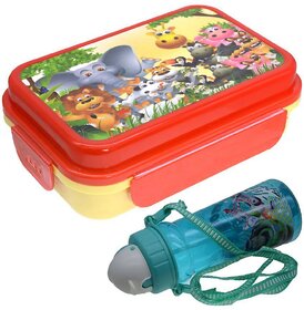 With Bottle Assorted Plastic Lunch Box ( Pack of 2 ) 400 ml - 56