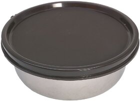 Small Silver Stainless Steel Lunch Box ( Pack of 1 ) 380 ml - 65