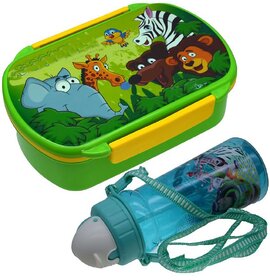 With Bottle Assorted Plastic Lunch Box ( Pack of 2 ) 500 ml - 49