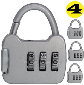 4 Pieces 3 Digit Own Password Travel Resettable Combination Security Padlock - 24