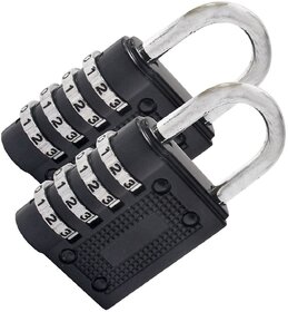 Metal 2 Pieces 4 Digit Own Password Bag Travel Resettable Lock Combination Security Padlock - 4