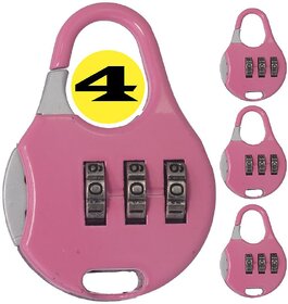 4 Pieces 3 Digit Own Password Travel Resettable Combination Security Padlock - 25