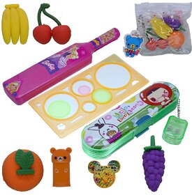 Eraser + Pencil  Sharpeners + Design Ruler + Pencil Box Pouch Cases - 407