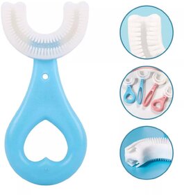 U Shaped Kids Toothbrush for Kids 3-5 Years Children U Shape Toothbrush Baby Brush Teeth Cleaner Silicone Tooth Brush Head 360 Degree Cleansing Infant Toothbrush (MULTICOLOR) (1 Pcs)