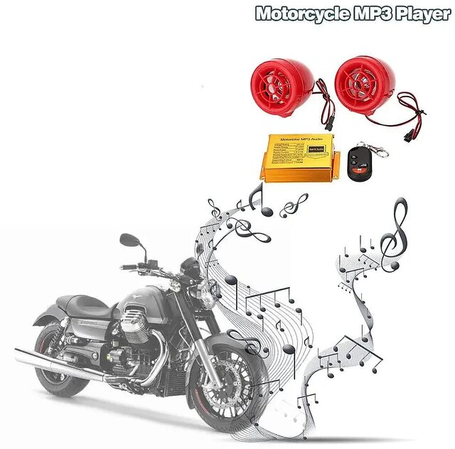 Buy Bluetooth Bike MP3 Speakers Audio System FM Radio Alarm Wireless ...