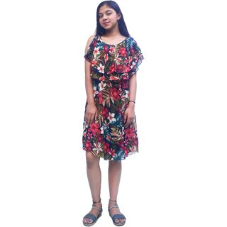 Flowers Printed A-Line Dress