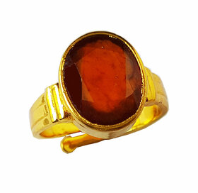 PRATEEK ENTERPRISES NATURAL GARNET (GOMED) GOLD PLATED ADJUSTABLE RING