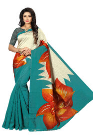 Svb Green Printed Mysore Silk With Blouse Saree