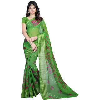 SVB Sarees Green Georgette Saree With Blouse Piece