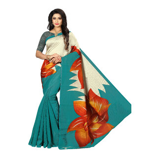 Svb Green Printed Mysore Silk With Blouse Saree