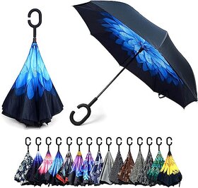 Gaze Me Reverse  C-Shaped Handle, Anti-UV Waterproof Windproof Rain Umbrella for Women and Men.