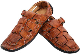 Jenja Comfortable Leatherite Men's Sandals JS1VO (BROWN)