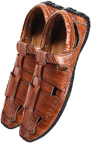 Jenja Comfortable Leatherite Men's Sandals JS1VO (TAN)