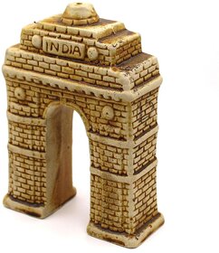 India Meets India Ceramic India Gate Decorative Showpiece - H-6.5 x L-4.5 x W- 2 Inch, Brown
