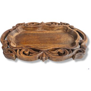wooden tray carving jali size 15 x 10 x 2 inch