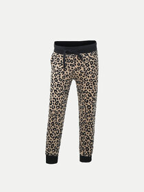Beige Leopard-printed Joggers