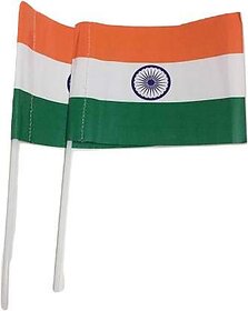KKKRETAILERS Independence Day/Republic Day Paper National Flag/Tiranga with Stick 10 Pcs of Flags for National Day Size : 4