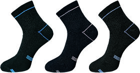 USOXO Soft Breathable Combed Cotton Ankle Socks For Men Pack Of 3 (Black) Multi Strip