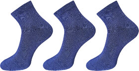 USOXO Soft Breathable Combed Cotton Ankle Socks For Men Pack Of 3 (Blue) Neo Blue