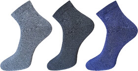 USOXO Soft Breathable Combed Cotton Ankle Socks For Men Pack Of 3 (Dark gery, Black, Navy blue) Neo Deluxe