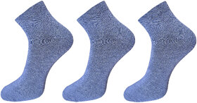 USOXO Soft Breathable Combed Cotton Ankle Socks For Men Pack Of 3 (Navy melange) Neo melange