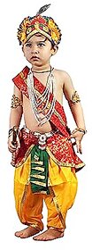 Kaku Fancy Dresses Krishna Costume (Dhoti, Patka, Pagdi, Mala, Bajuband, Bansuri, Morpankh), 1-2Yrs