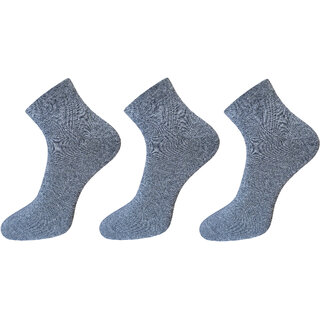 USOXO Soft Breathable Combed Cotton Ankle Socks For Men Pack Of 3 (Dark Grey) Neo Dark Grey