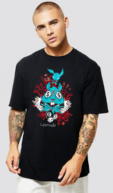 Leotude Men Black Printed Cotton Blend T-Shirt