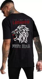 Leotude Men Black Printed Cotton Blend T-Shirt