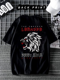 Leotude Men Black Printed Cotton Blend T-Shirt