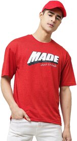 Leotude Men Red Printed Cotton Blend T-Shirt