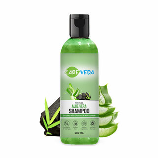CareVeda Revival Aloe Vera Shampoo, Enriched with Charcoal Nicinamide, For All Hair Types 100 ml