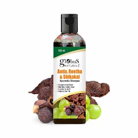Globus Naturals Amla Reetha Shikakai Shampoo, Natural & Mild Hair Cleanser, For for Healthy Hair and Scalp, Suitable For All Hair Types 100 ml