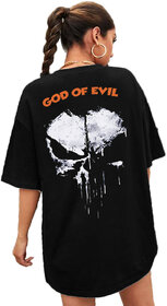 Leotude Black Printed Cotton Blend Round Neck Half Sleeve T-Shirts For Womens