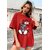 Leotude Red Printed Cotton Blend Round Neck Half Sleeve T-Shirts For Womens