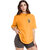 Leotude YELLOW Printed Cotton Blend Round Neck Half Sleeve T-Shirts For Womens