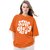 Leotude Orange Printed Cotton Blend Round Neck Half Sleeve T-Shirts For Womens