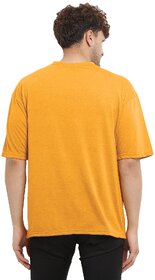 Leotude Men Mustard Printed Cotton Blend T-Shirt