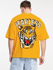 LEOTUDE Men's Oversize Cottonblend Half Sleeve Printed Tshirt