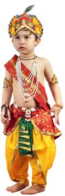 Kaku Fancy Dresses Krishna Costume (Dhoti, Patka, Pagdi, Mala, Bajuband, Bansuri, Morpankh), 1-2Yrs
