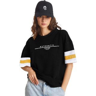 LEOTUDE Cottonblend Half Sleeve Oversized T-Shirts for Women