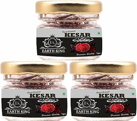 EARTH KING Saffron Thread Kesar/ Keshar/ Zafran /Jafran for Men Women (A++ Grade) 3gm (3 x 1 g)
